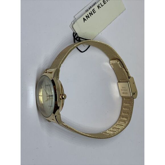 Anne Klein AK/3546CHGB Women's Gold Stainless Steel Mesh Analog Dial Watch AEW90 - Picture 7 of 11